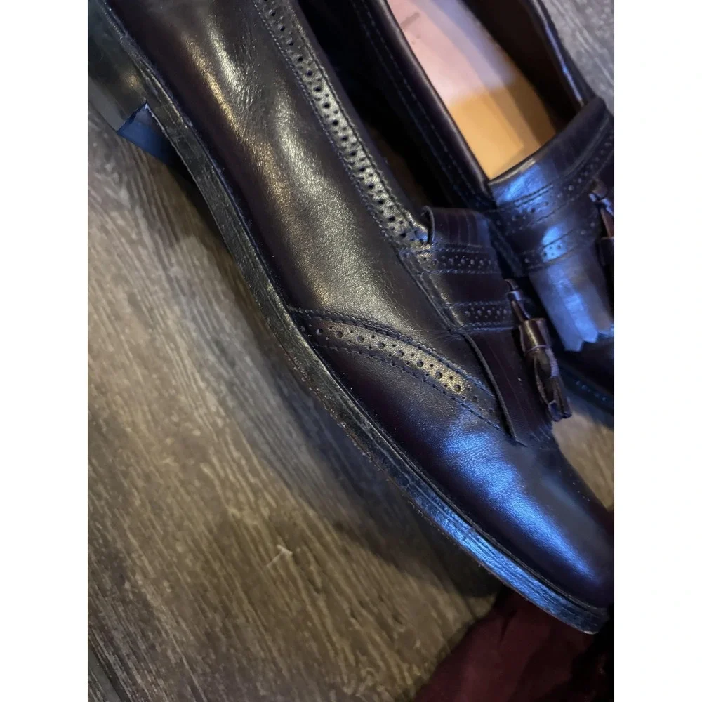 Allen Edmonds Shoes Mens Size 14 AA Burgundy Bridgeton Tassel Loafers USA